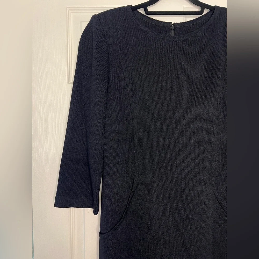 St. John Classic Black Knit Sheath Dress Size 14 | Timeless Workwear